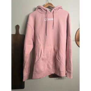 Glossier pink Embroidered Limited Edition Fleece Pullover Hoodie Medium